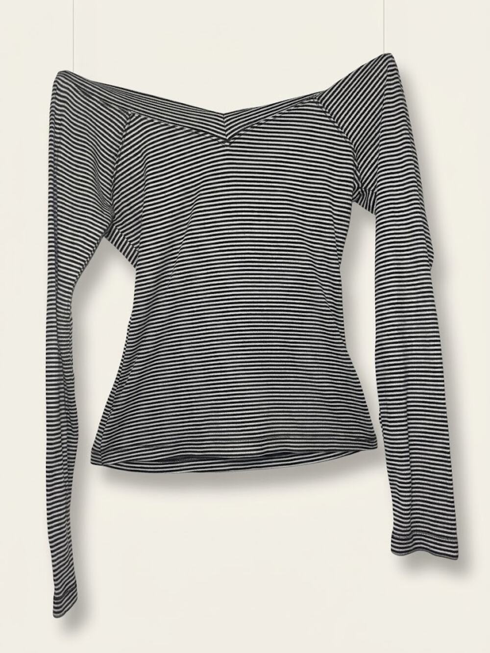 BDG Urban Outfitters Striped Off Shoulder Long Sleeve Top
